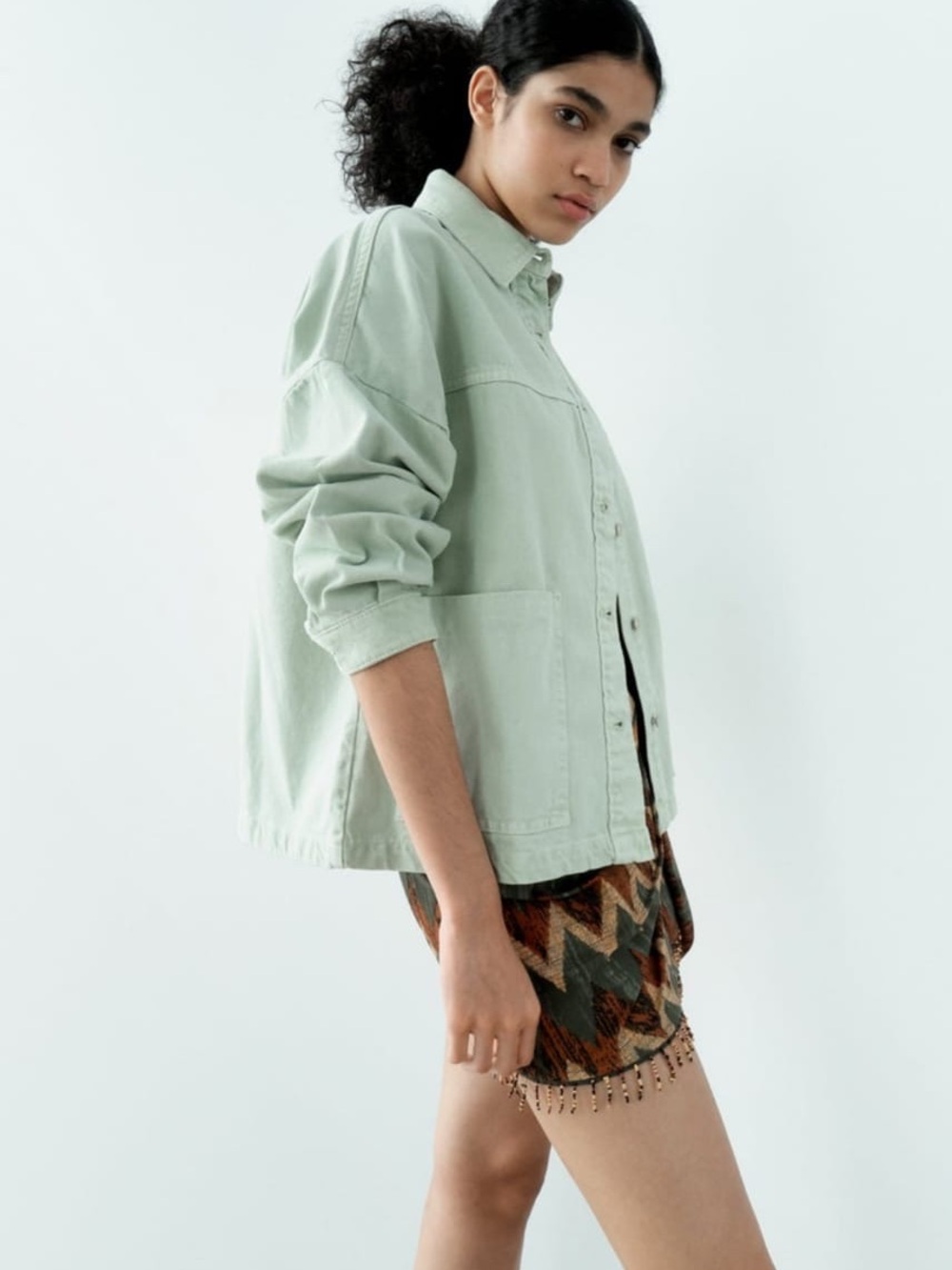 Zara Denim Jacket Mint